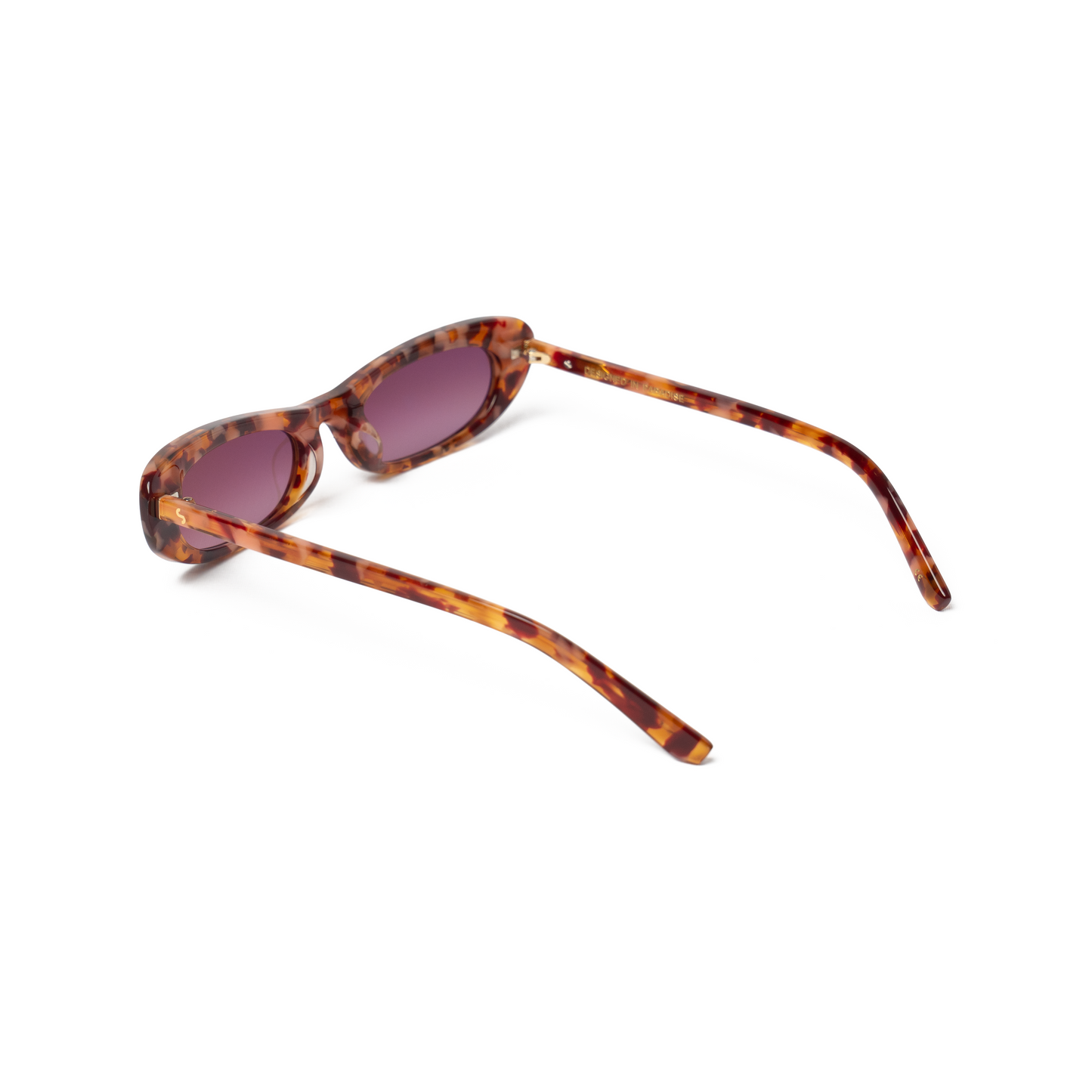 LULU sunglasses rose-red frame gradient lenses angled back view