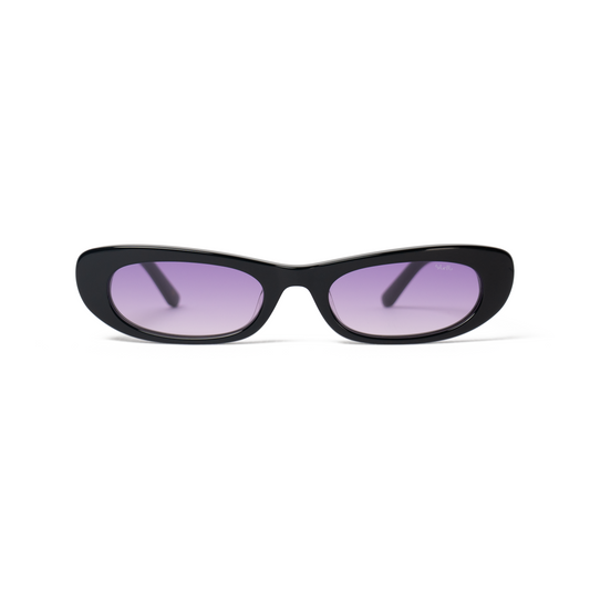 LULU sunglasses black frame purple-beige gradient lenses front view